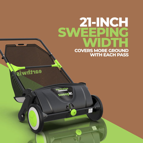 Earthwise LSW70021 dry leaves on maintained lawns collected