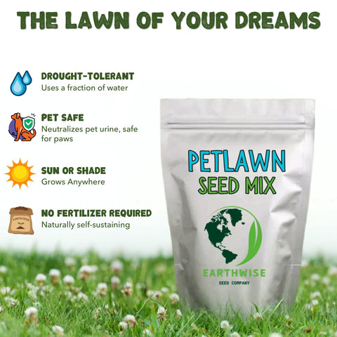 Earthwise PetLawn untreated seed with no pesticide coatings for safe outdoor spaces