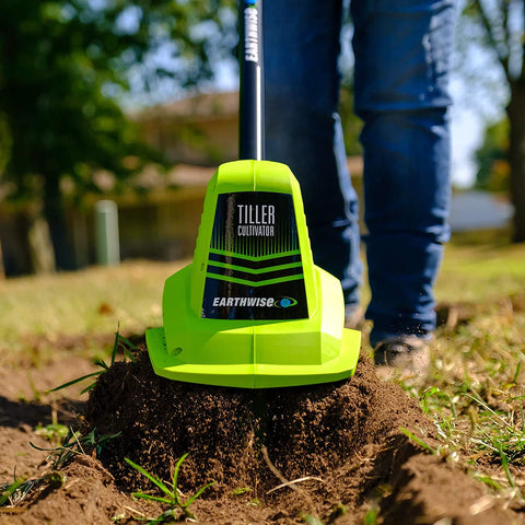 Earthwise Power Tiller compact design for easy storage and transport.