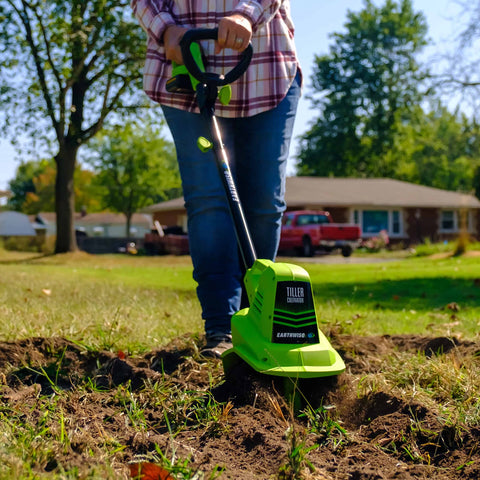 Earthwise Power Tiller cordless operation for quiet, versatile garden work.