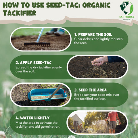 Earthwise Seed-Tac lawn-restoration supports natural growth in turf and restoration zones.
