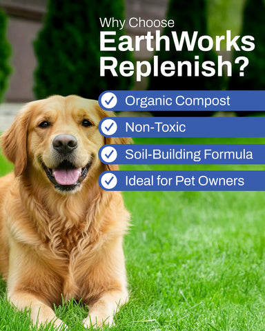 EarthWorks EW4H Replenish dense-turf color in a lush lawn image.