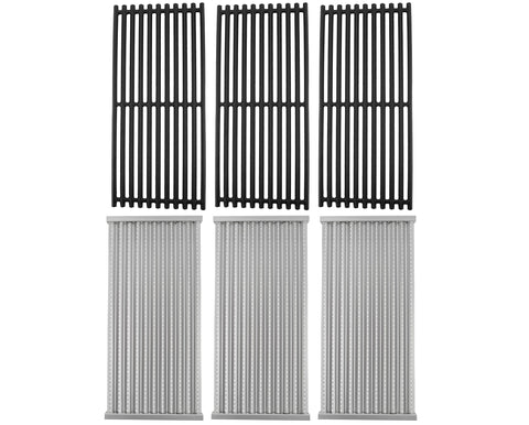 EasiBBQ cast-iron grates with emitter plates for even searing on Charbroil 3-burner grills.