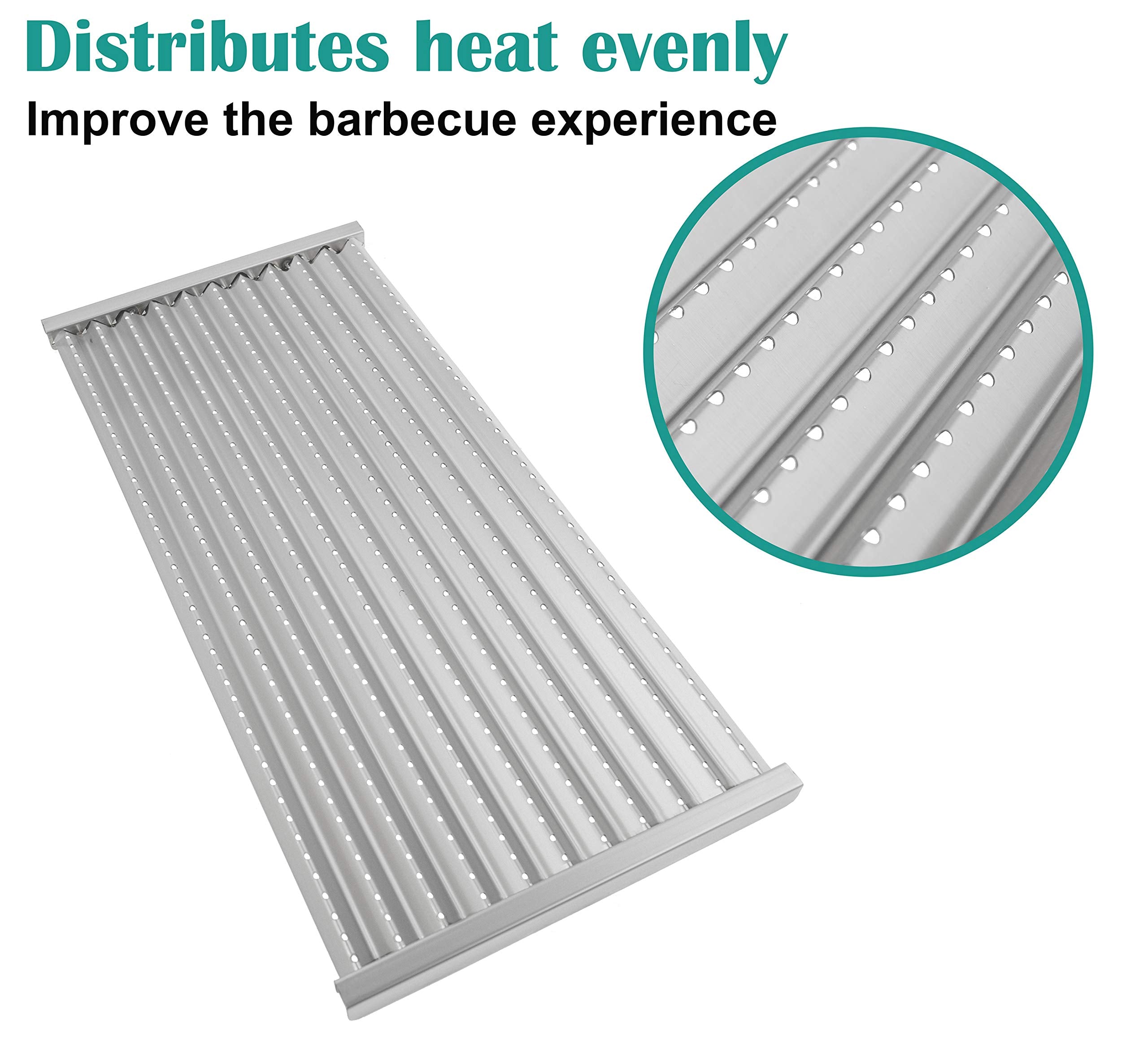 Closeup of EasiBBQ emitter plates with perforated holes for even heat distribution