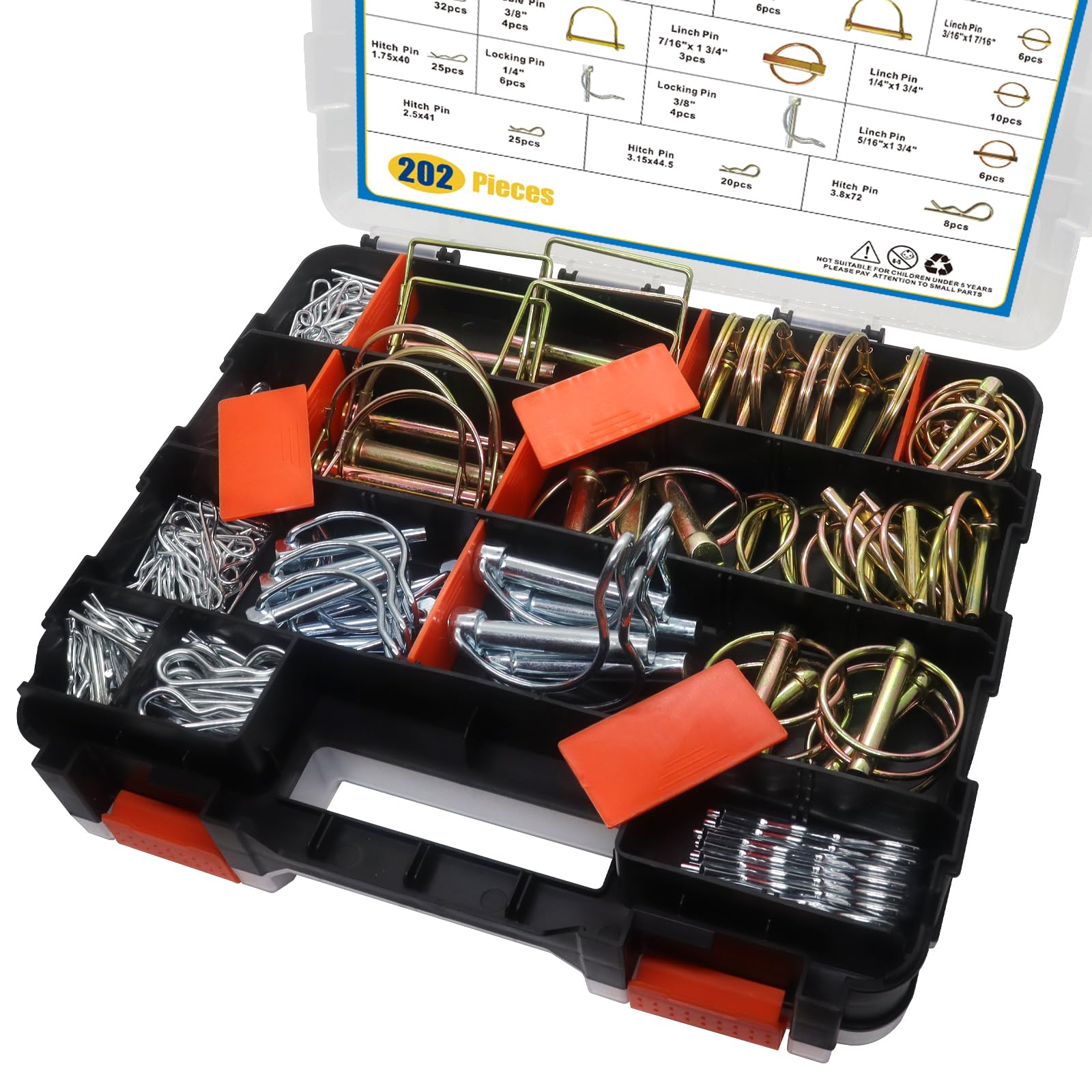 Easily farm equipment pin set ready for hitched mowers and trailers