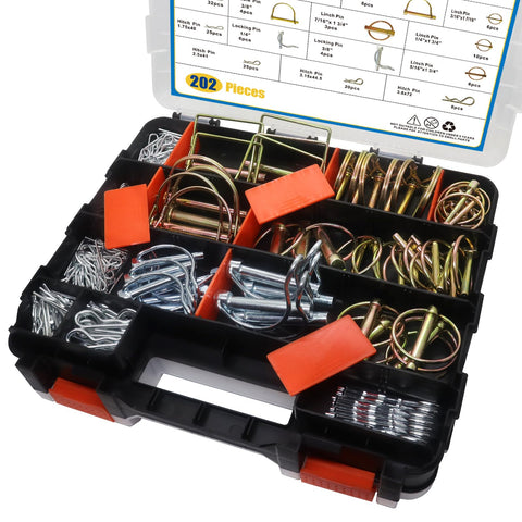 Easily farm equipment pin set ready for hitched mowers and trailers