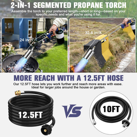 EASITALY 12.5 ft hose enables reach around obstacles and corners.