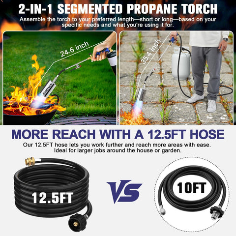 EASITALY 35-inch torch with 12.5-foot hose for extended reach
