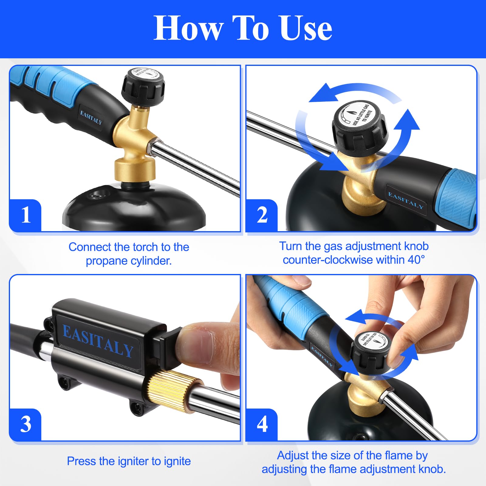 EASITALY anti-slip rubber handle provides secure grip during yard tasks.
