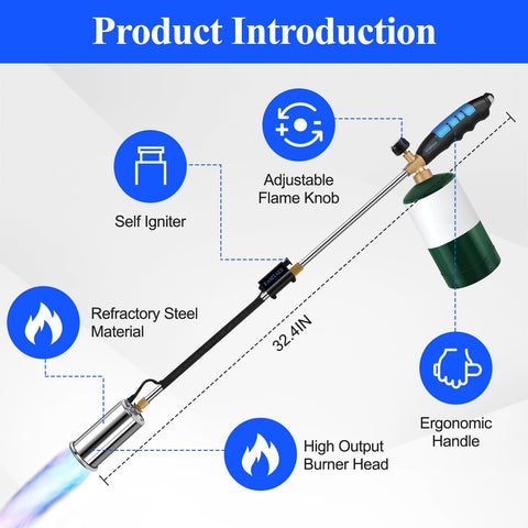 EASITALY outdoor multi-purpose torch suitable for weeding, melting snow, and lighting grills.