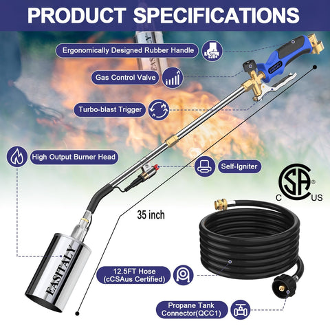 EASITALY torch delivers a powerful flame from a large nozzle