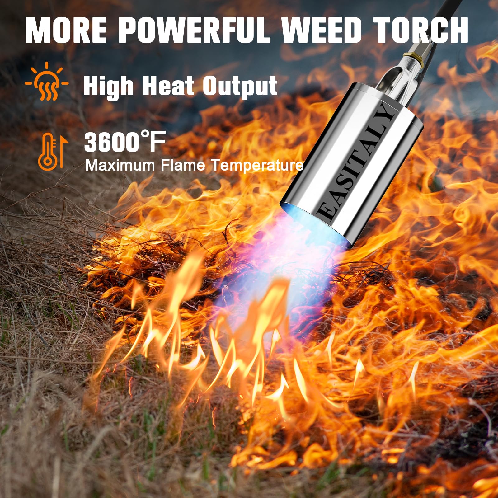 EASITALY dual-mode propane torch showing short and long settings