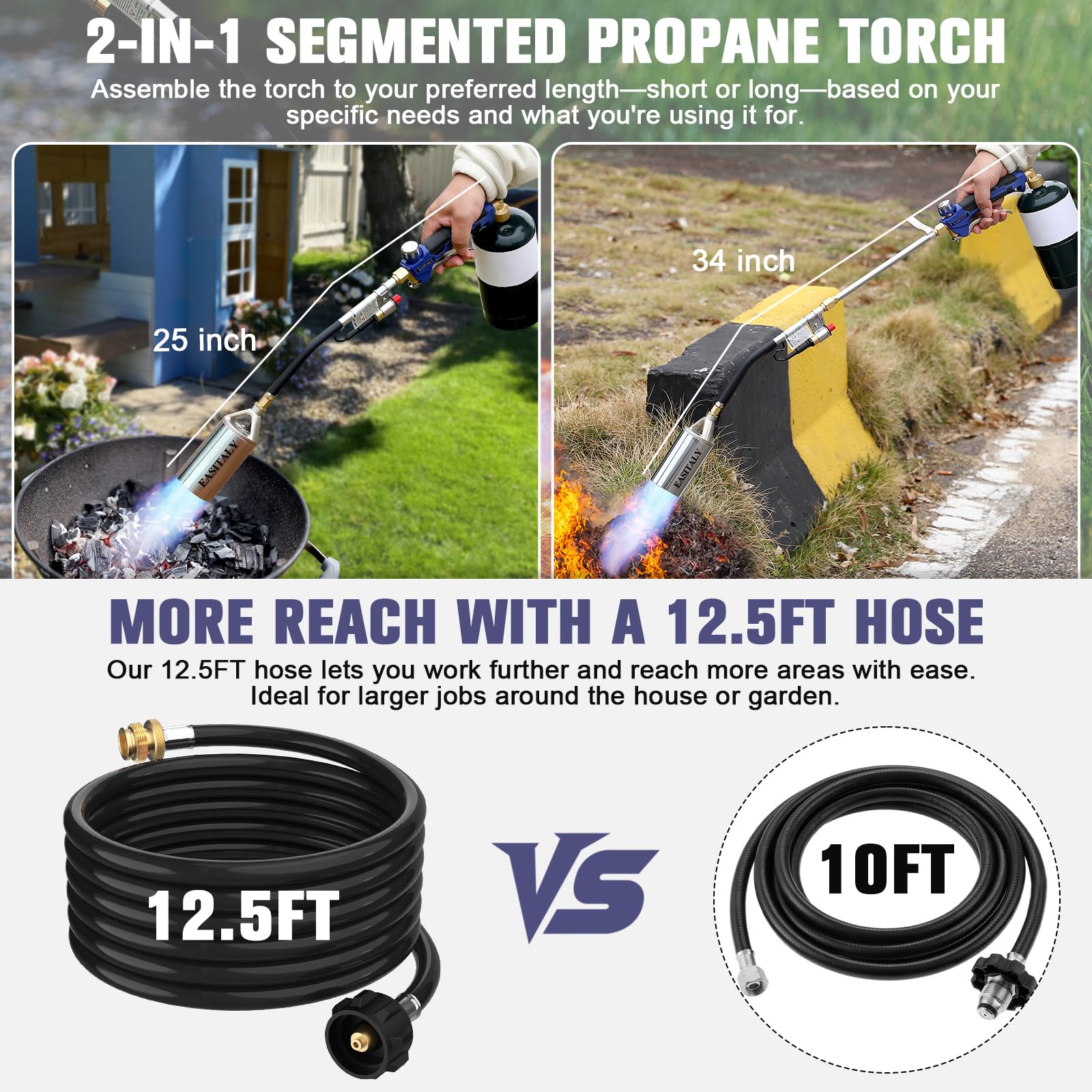 EASITALY weed burner nozzle and ignition for quick, controlled starts