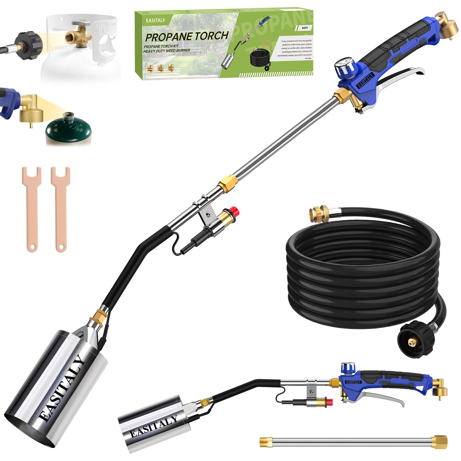 EASITALY propane torch weed burner kit with 12.5ft hose for extended reach and versatility