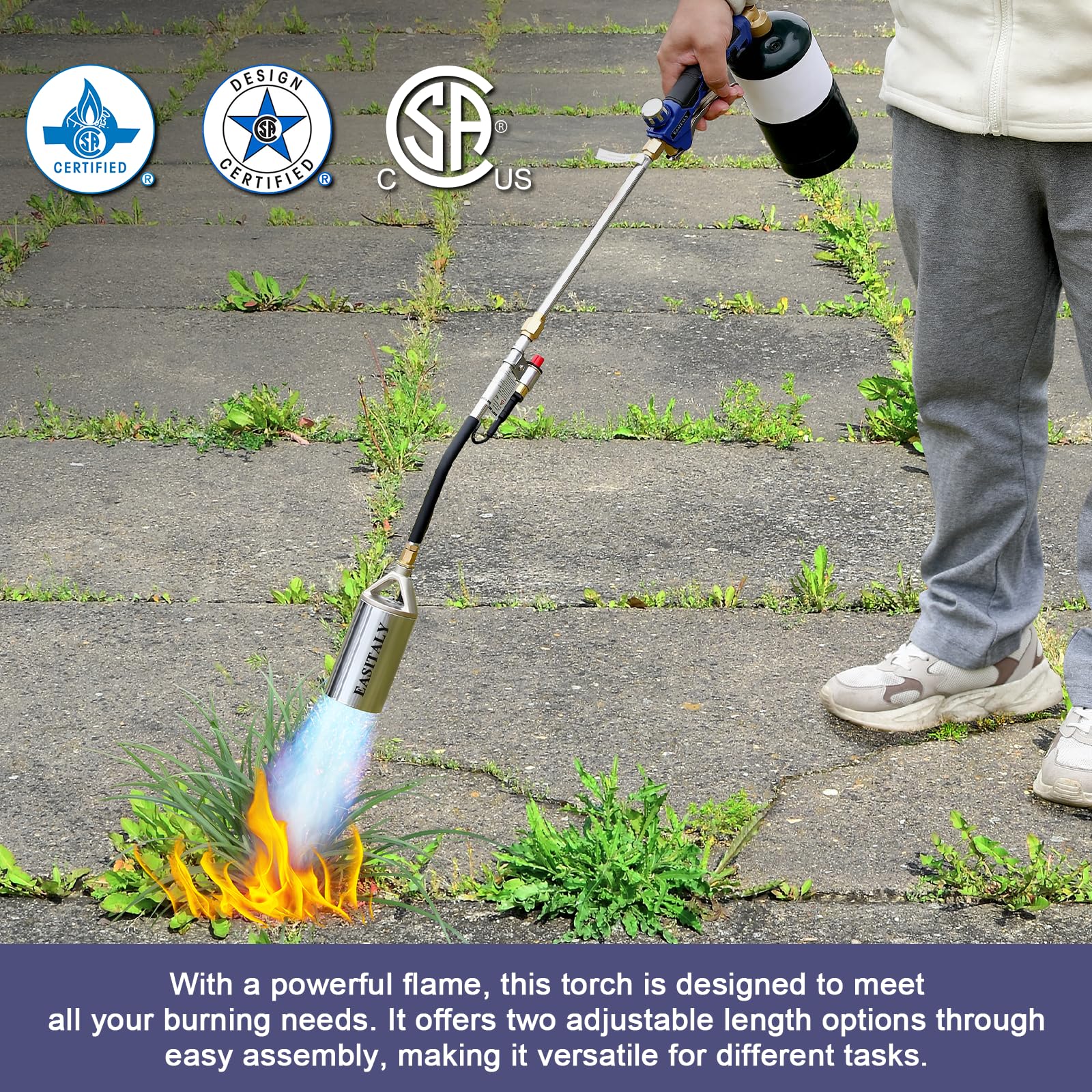 EASITALY propane torch weed burner kit ignition and adjustable flame control