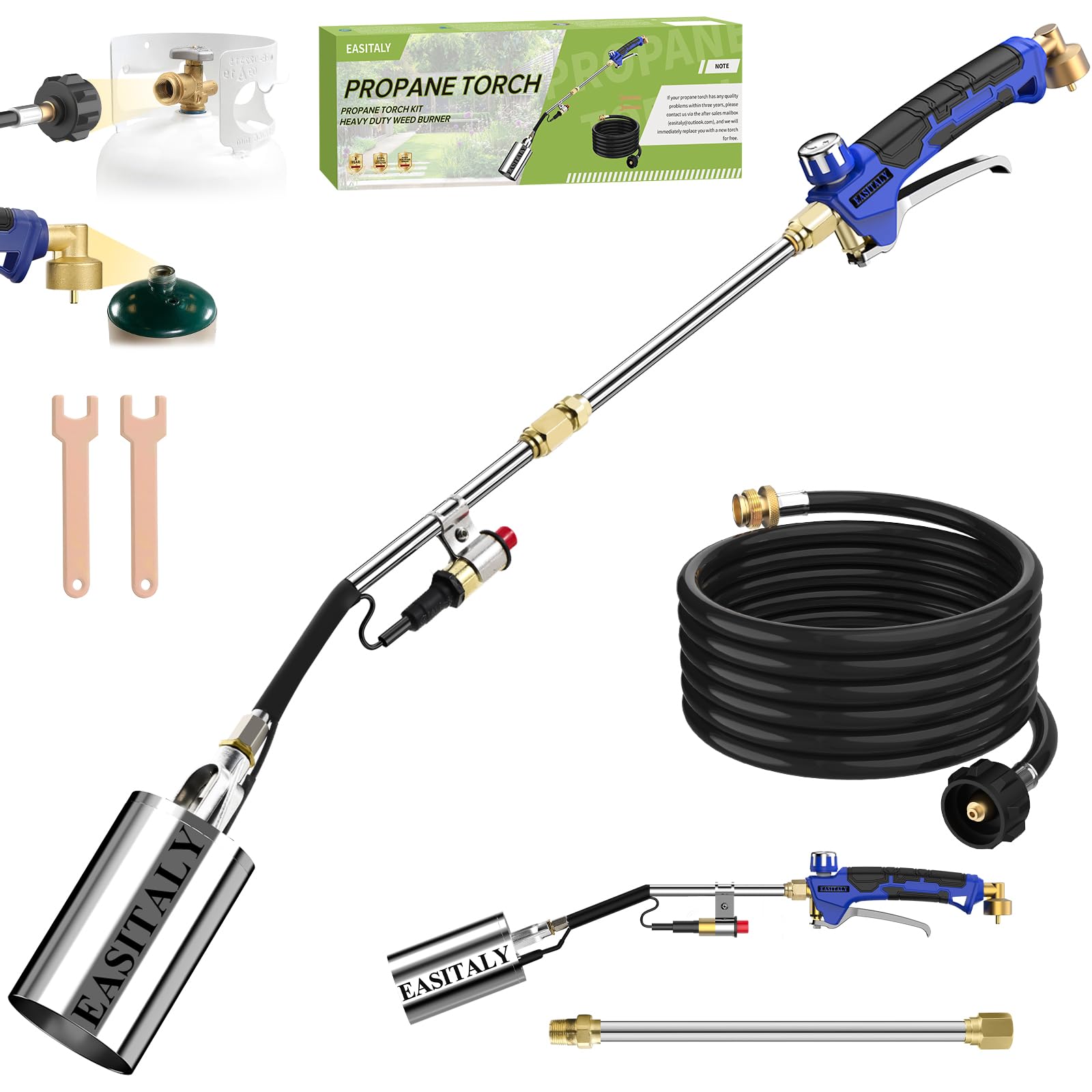 EASITALY propane torch weed burner kit in action for weed control
