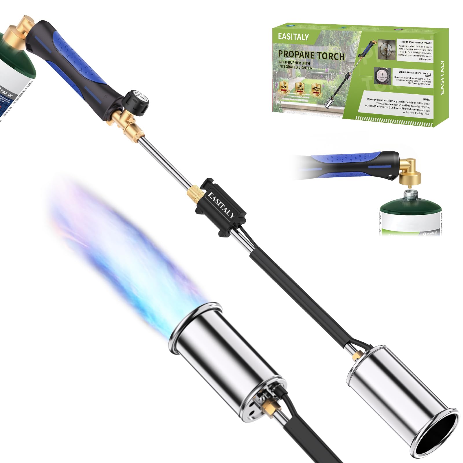 EASITALY propane weed-torch burner for quick weed removal in gardens and driveways.