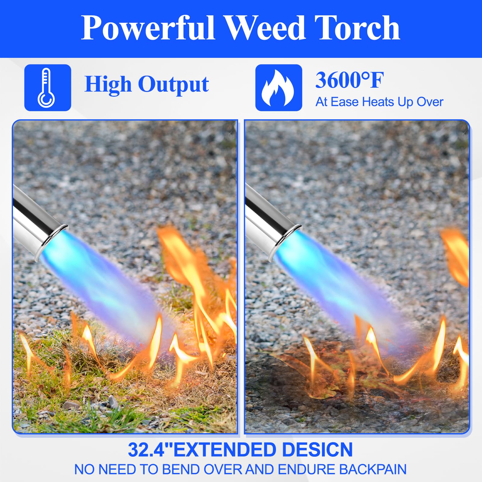 EASITALY self-igniting weed torch ready to start without matches, saving time.