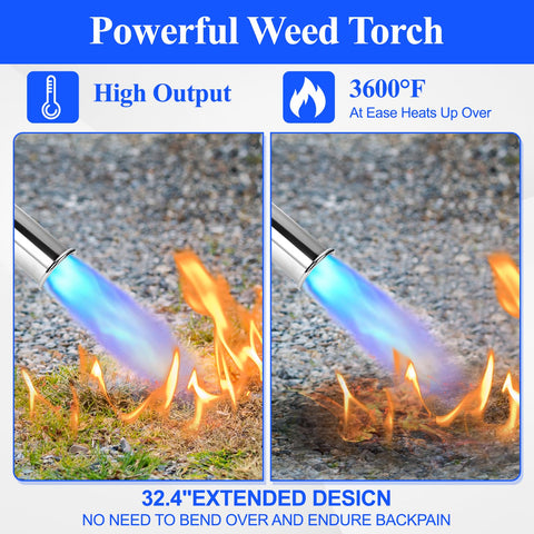 EASITALY self-igniting weed torch ready to start without matches, saving time.