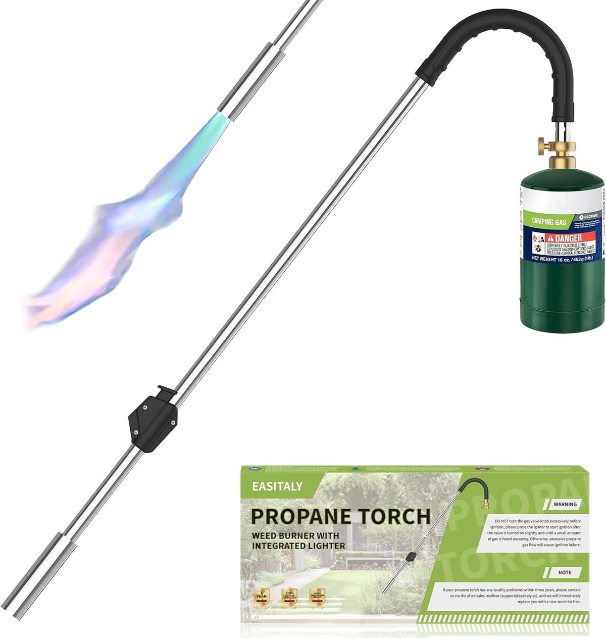 EASITALY weed-torch-burner-unit shown for outdoor weed control and rugged tasks.