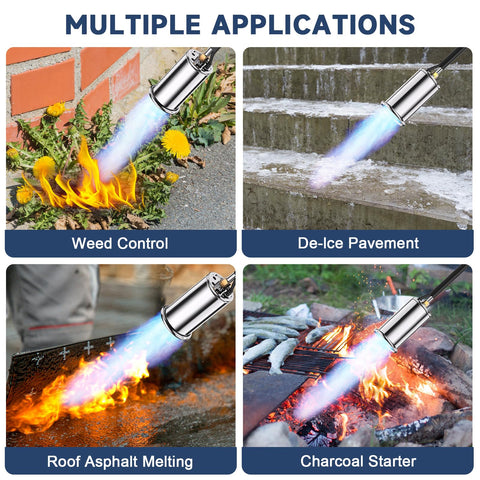EASITALY weed torch with integrated ignition for quick flame start.