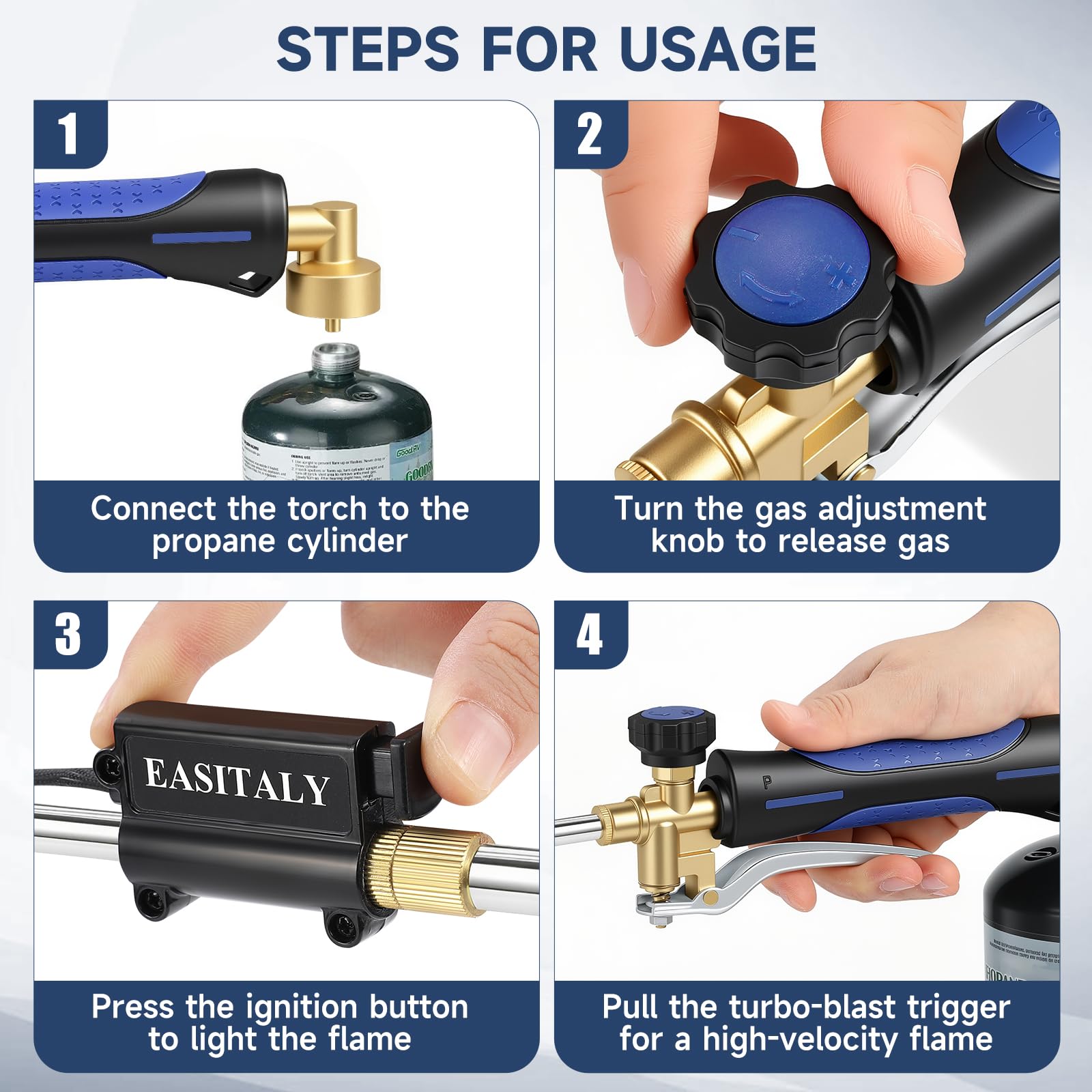 EASITALY weed torch head made from refractory steel for durable performance.