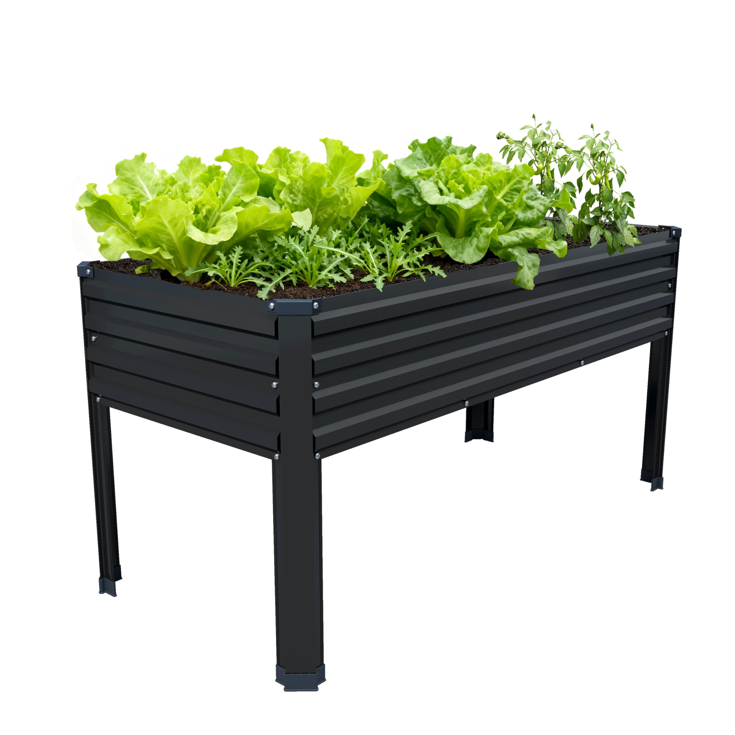 Easllre raised garden bed with legs for easy access on a patio.