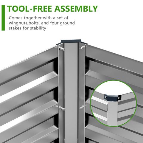 Easllre weather-ready galvanized steel stands up to elements.