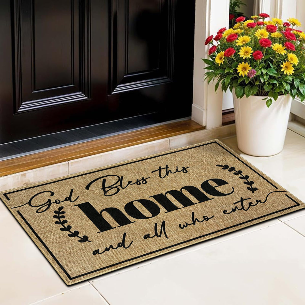 Easma front door mat with non-slip backing for secure entry
