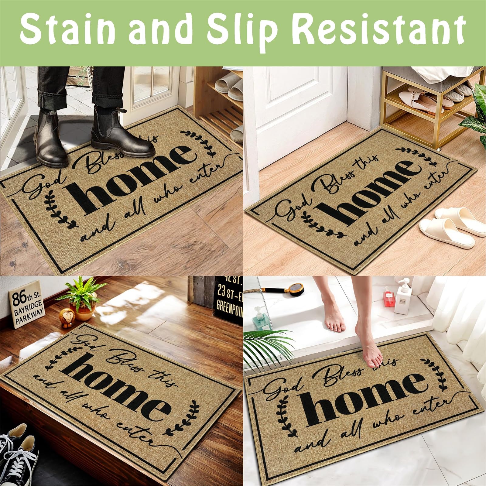 Easma indoor outdoor mat positioned at porch and hallway