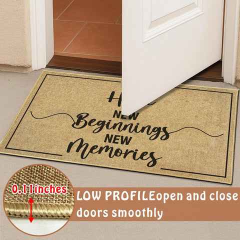 Easma Front-door mat blends with entryway decor for year-round use.