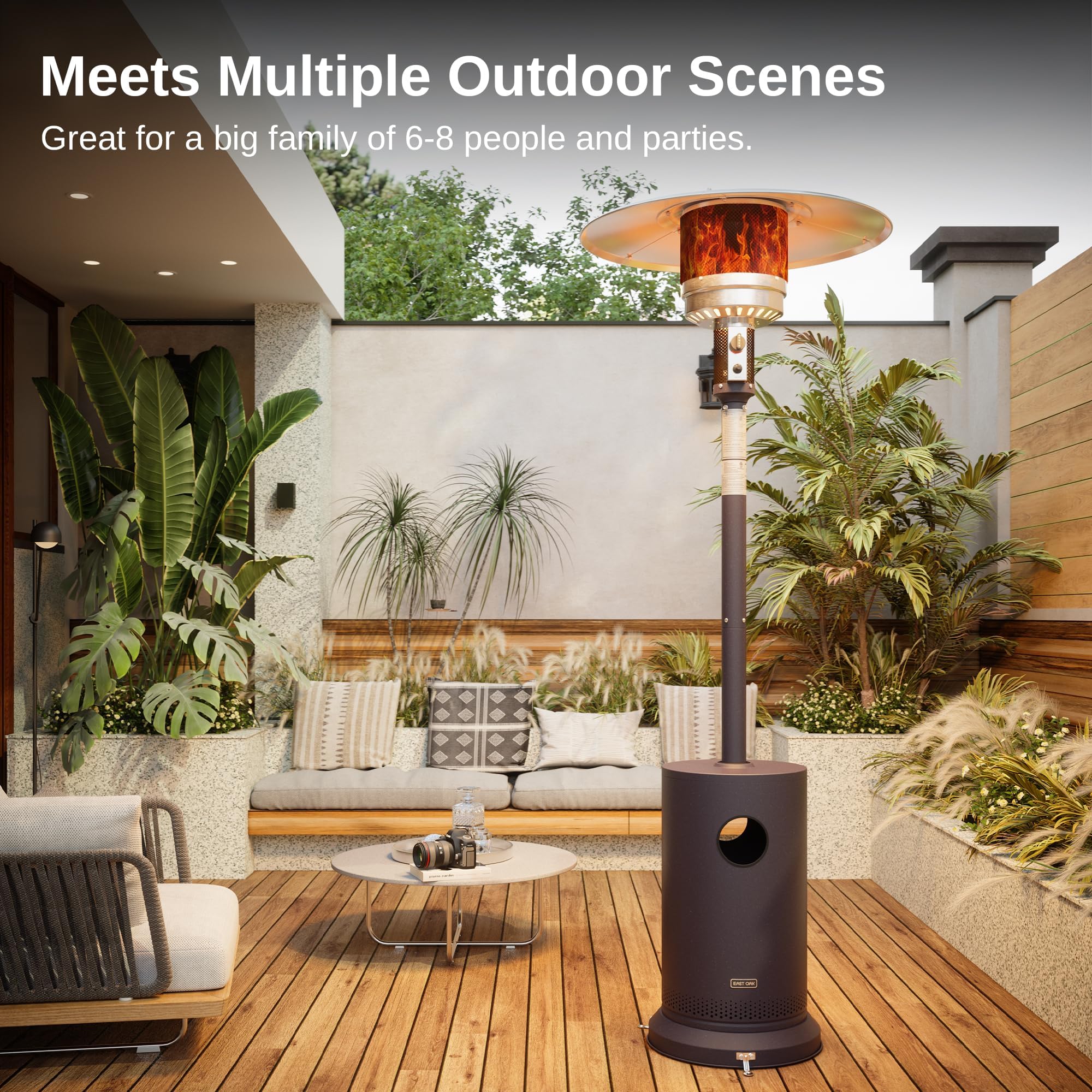 East Oak 32-inch reflector distributes heat across a wide area.