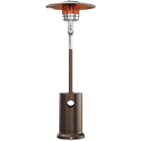 EAST OAK 55,000 BTU patio heater with round-table design for convenient surface use.
