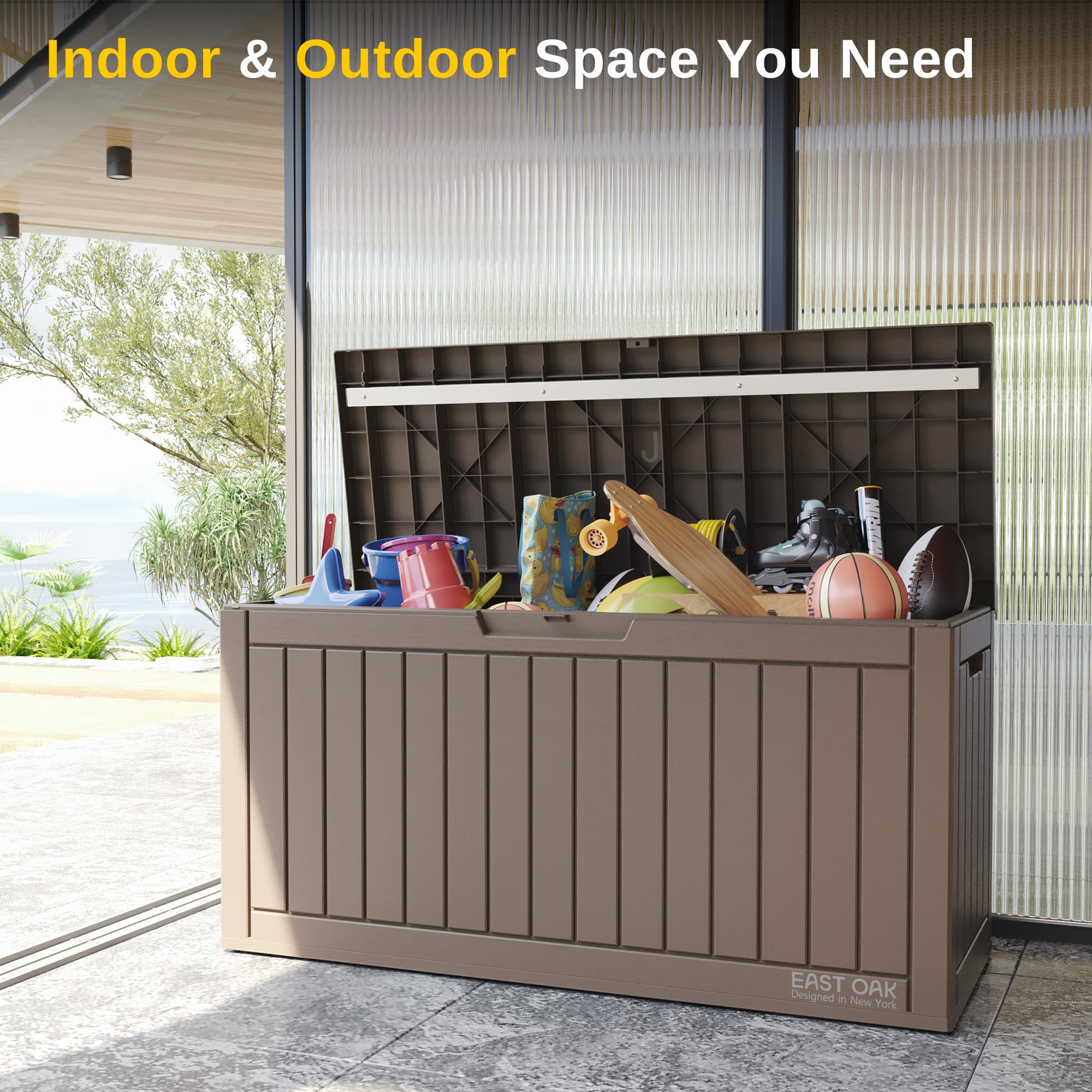 EAST OAK assembled box view on delivery highlights quick setup and user friendly instructions