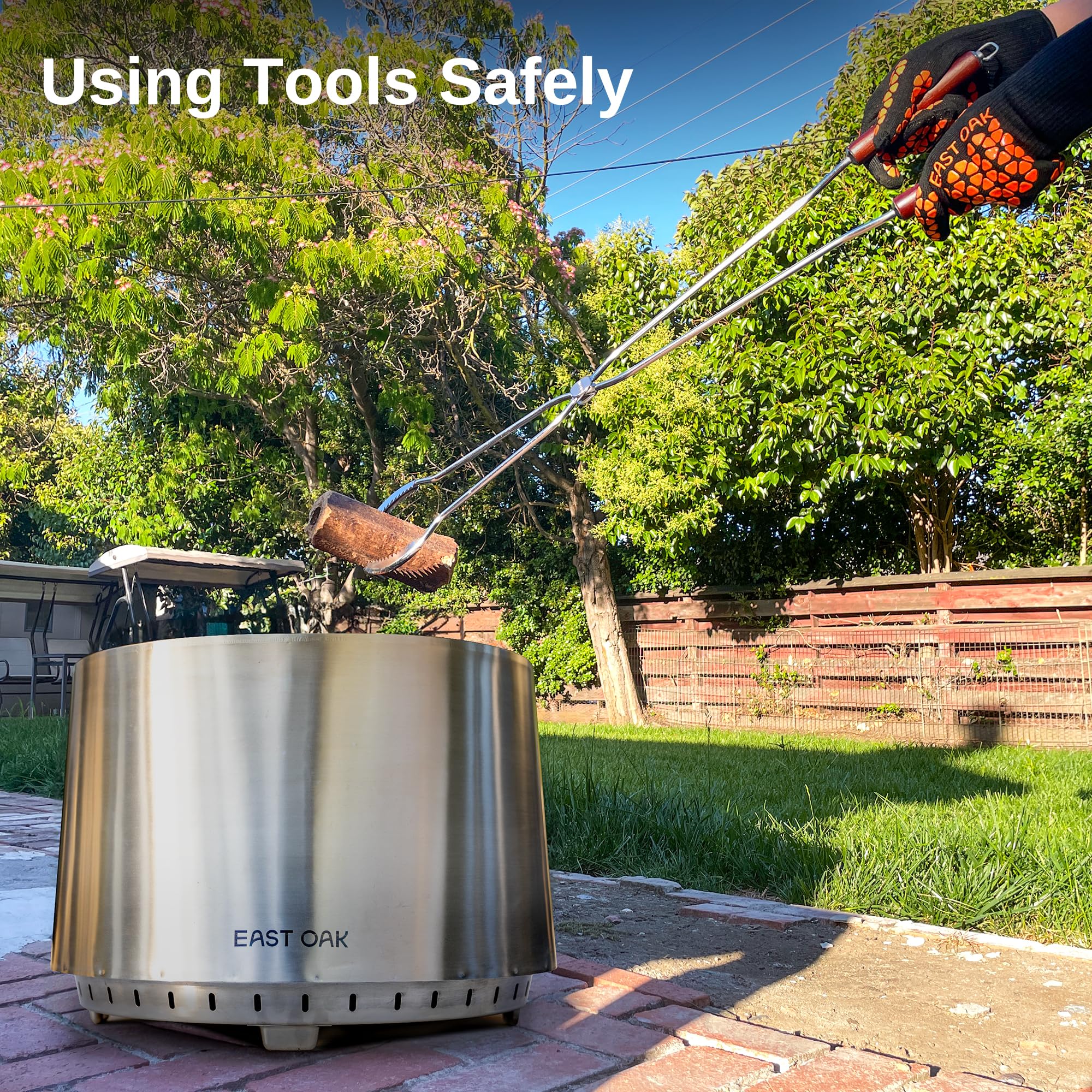 East Oak BBQ Gloves safe handling near fire pits and fireplaces