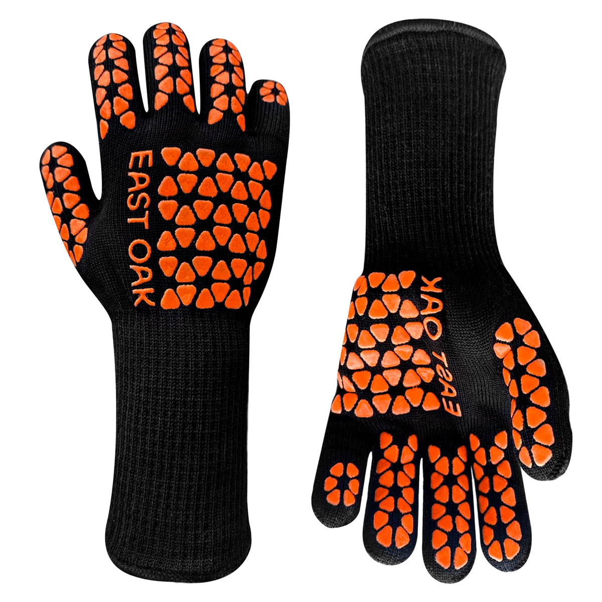 East Oak BBQ Gloves heat-resistant exterior with non-slip grip for grilling safety