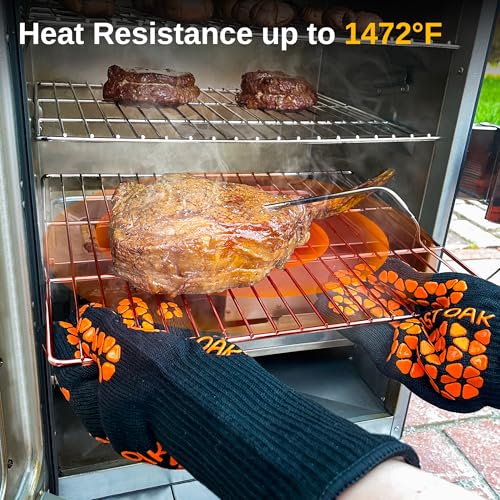 East Oak BBQ Gloves non-slip grip safely handles hot cookware