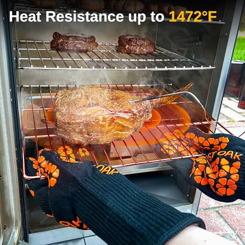 East Oak BBQ Gloves non-slip grip safely handles hot cookware