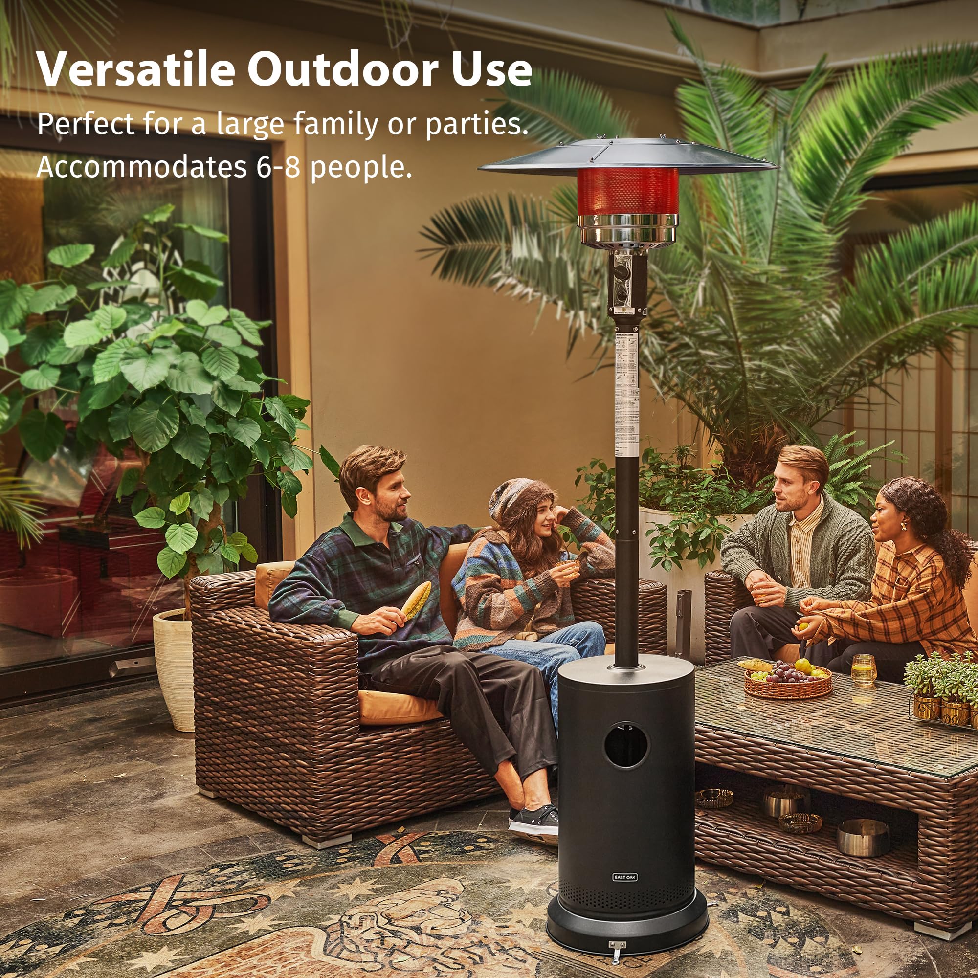 East Oak sleek black finish complements any outdoor setup.