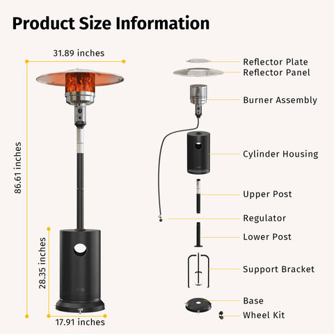 East Oak compact base and reflector directs heat outward effectively.