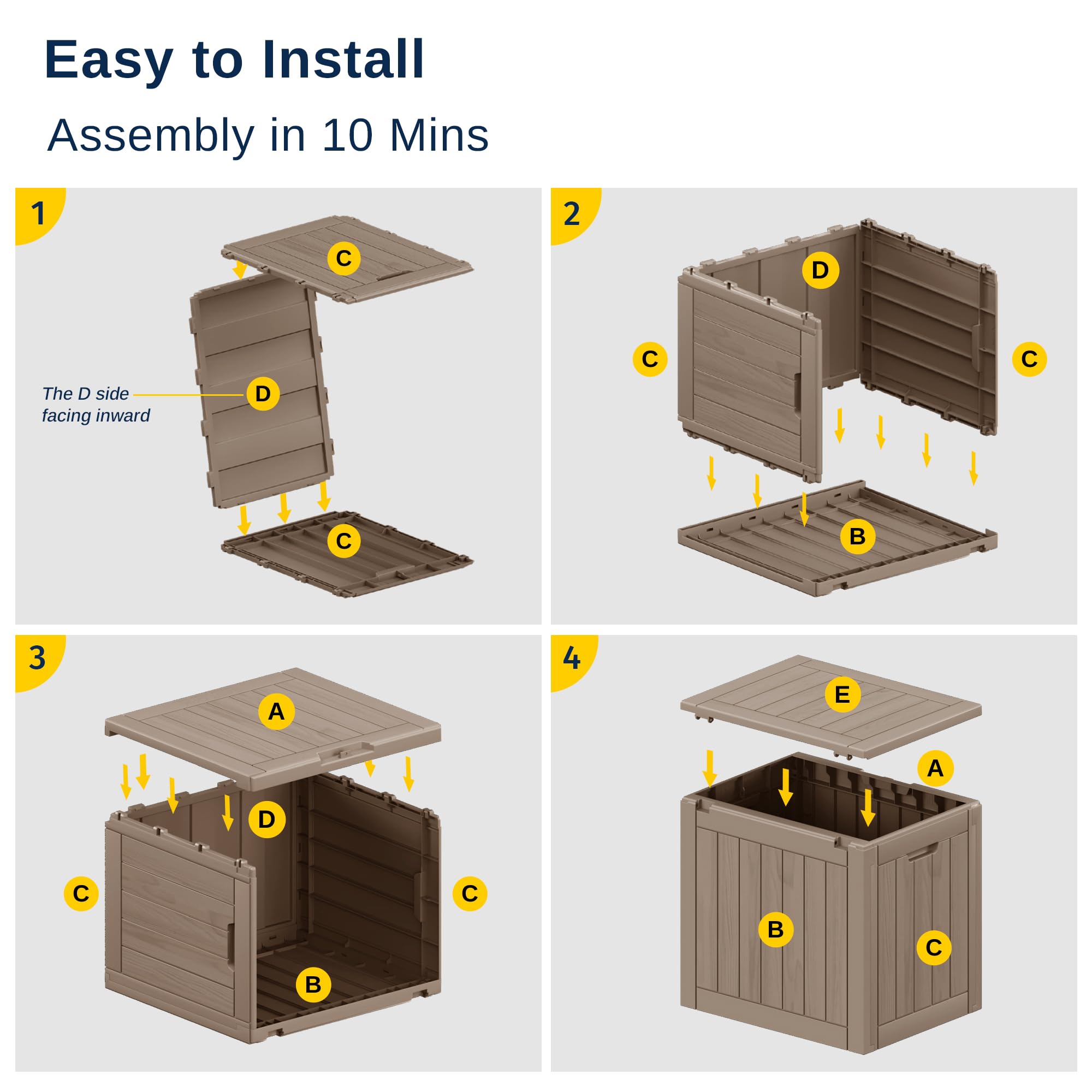 East Oak deck box handles and lock feature for secure portability.