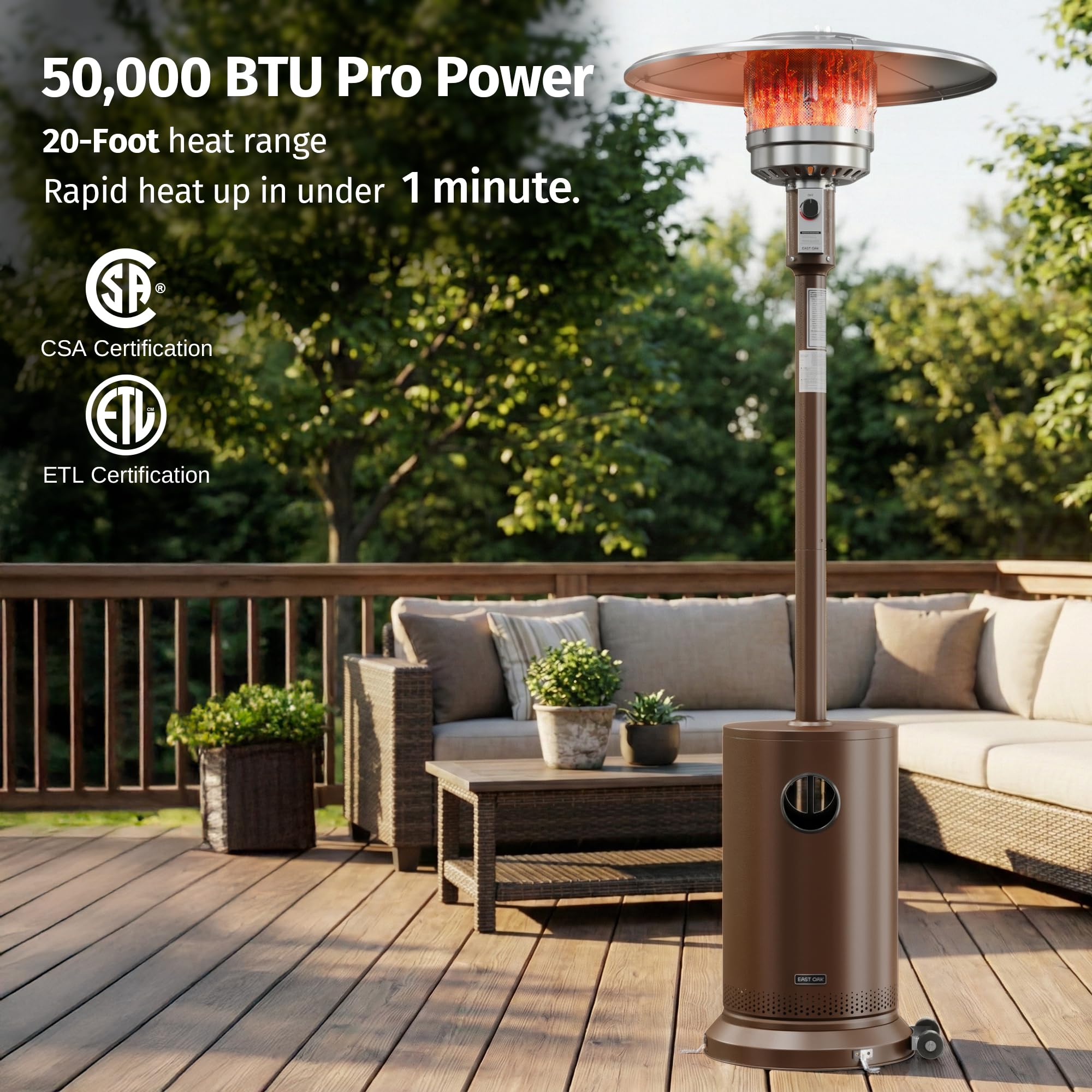 East Oak durable outdoor heater built for long-lasting outdoor use