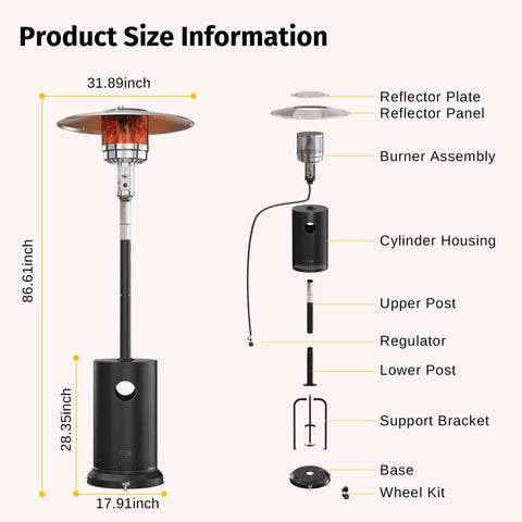 East Oak ETL-certified outdoor heater ensures trusted performance.