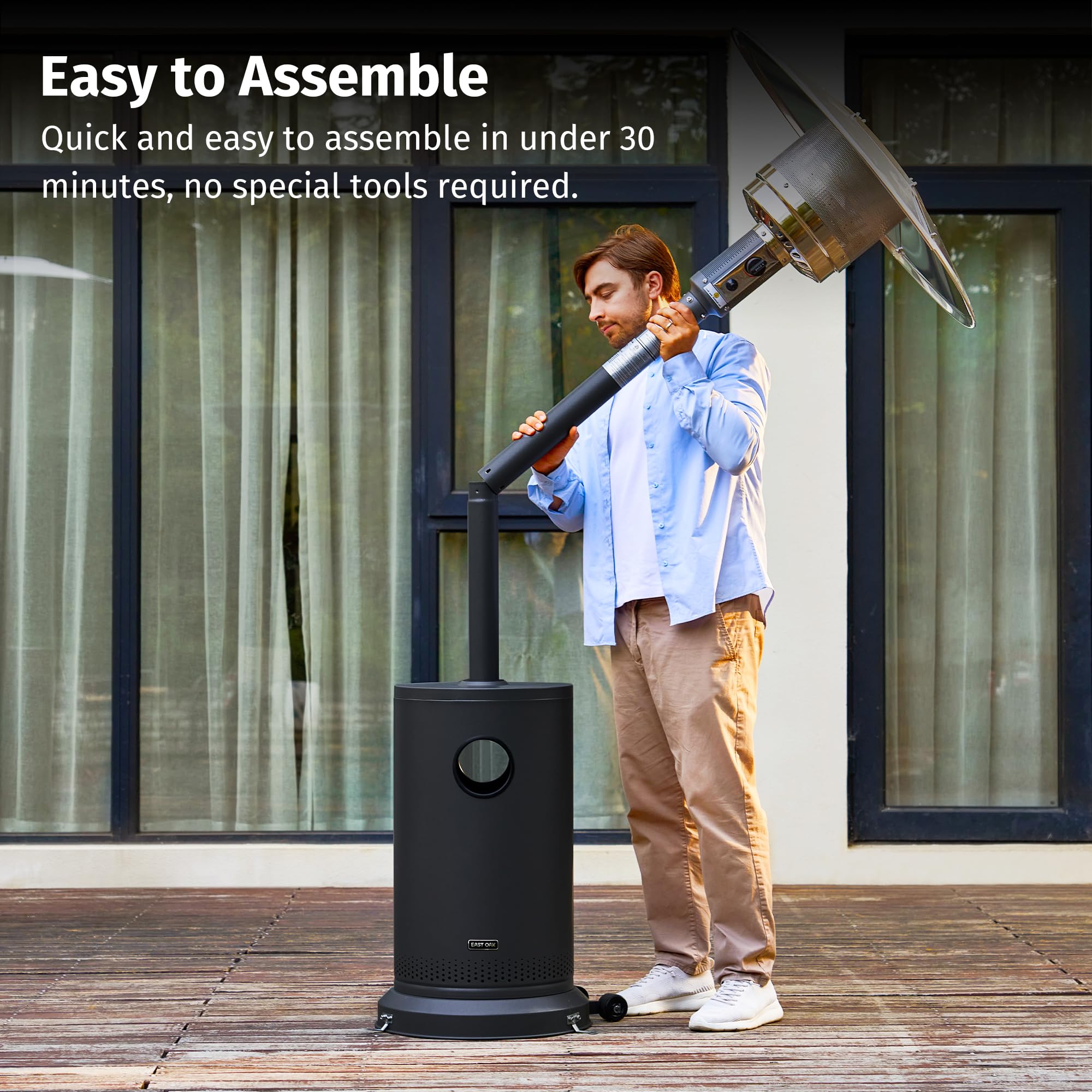 East Oak flame-out protection automatically stops gas flow if flame is lost.