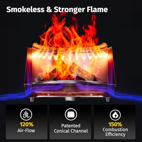 East Oak Fuoco conical design enhances airflow for easy ignition.