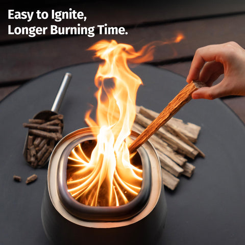 East Oak Fuoco portable tabletop design fits small patios and decks.