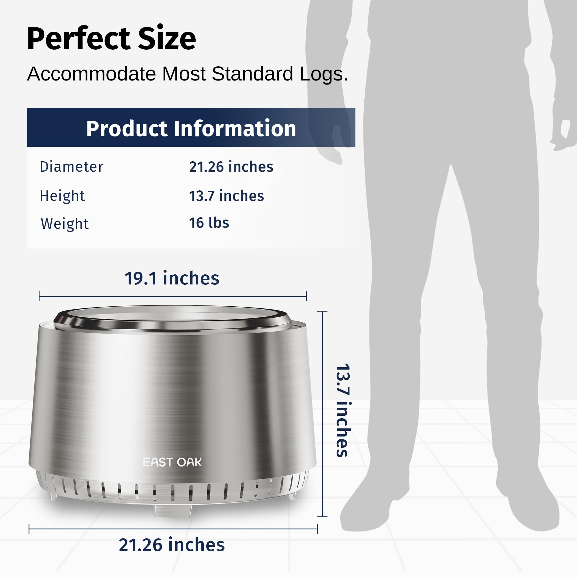 21-inch diameter fits diverse wood or pellet fuel options.