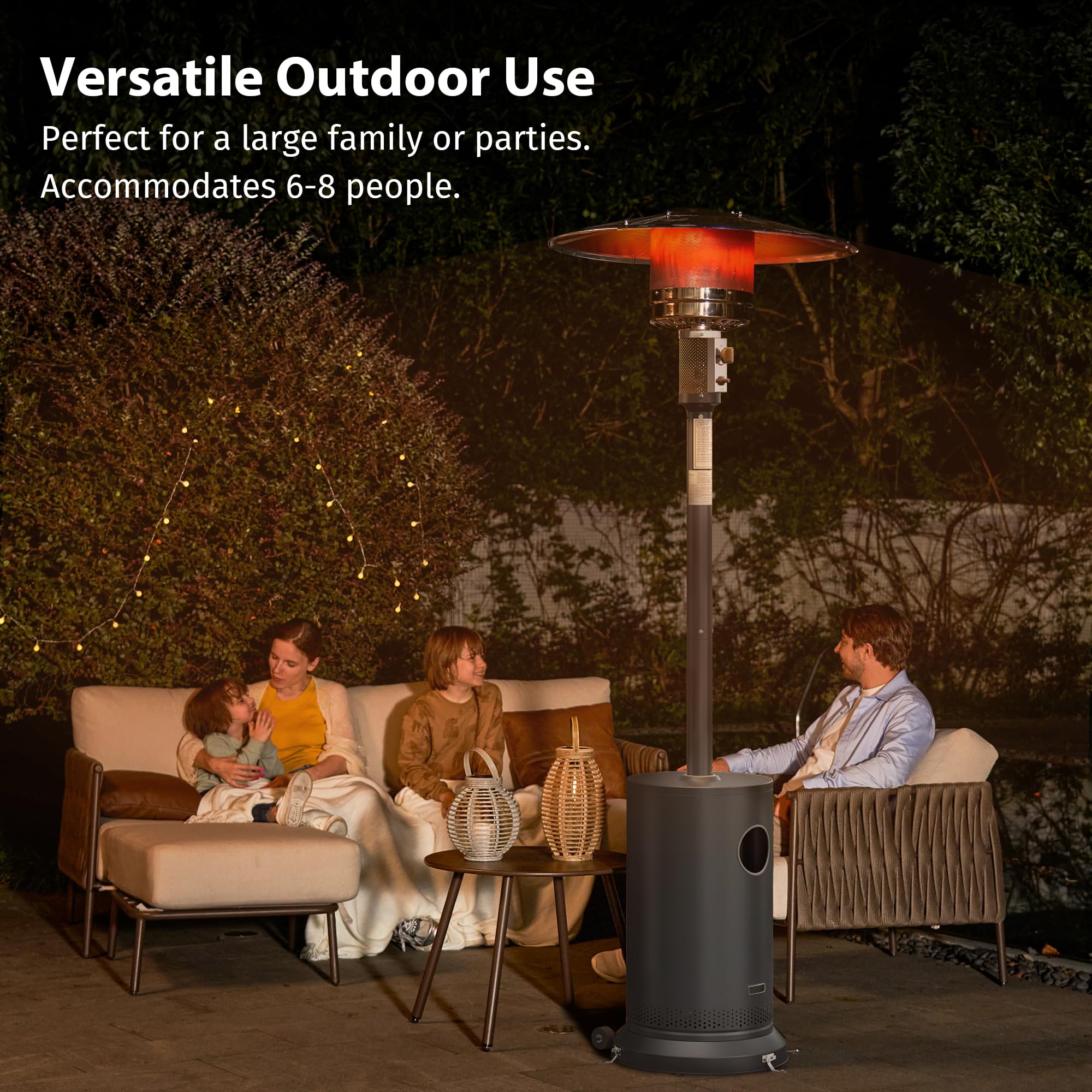 East Oak 20lb propane tank access for convenient fuel changes.