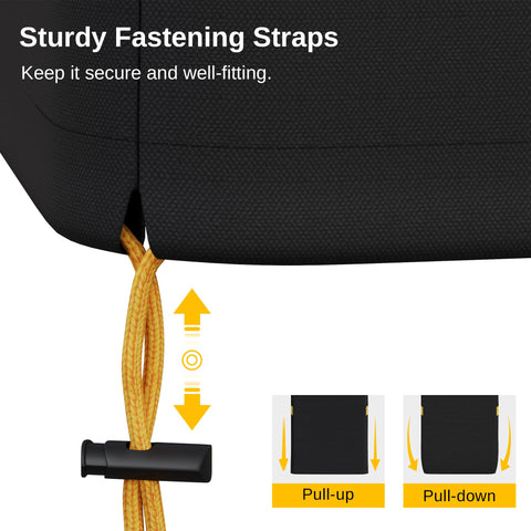 East Oak smoker cover with fastening straps ensures a secure fit on windy days.