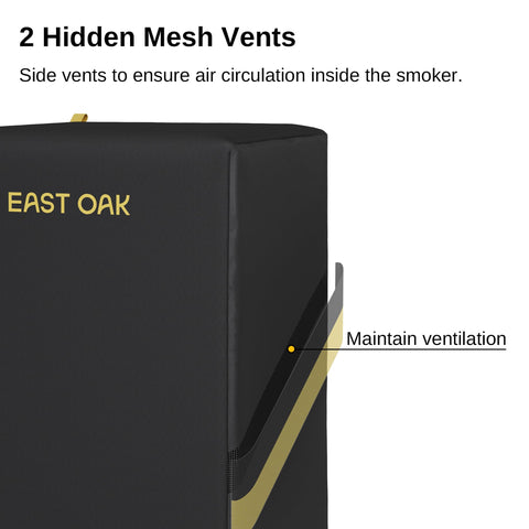 East Oak cover with two hidden mesh vents maintains ventilation while covered.